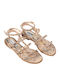 Leather Women's Flat Sandals Anatomic in Gold Color