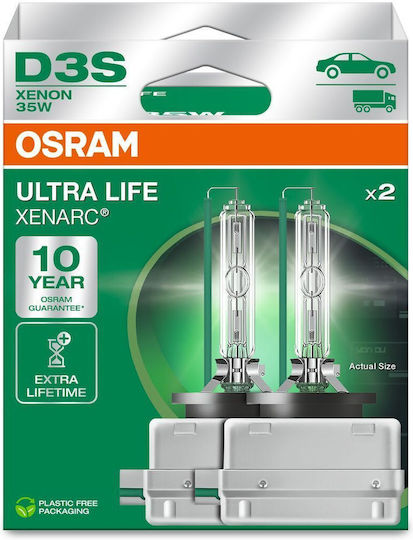 Osram Car Lamps Ultra Life D3S Xenon 4300K Natural White 42V 35W Quantity 2