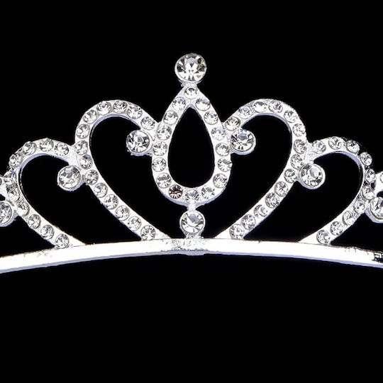Silver-Plated Children's-Teen Tiara Crystals Bridesmaid Morgane Design Diameter 13cm X Height 3cm