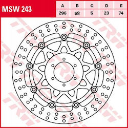 Vordere Schwimmende Motorrad Bremsscheibe 296/58x5mm 6x74mm Montagebohrungsdurchmesser 6,5mm Versatz 23 Passt für Honda CB 600F Hornet 600S F2 Hornet S 1998-2006