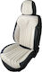 Deluxetuning Set De Huse Pentru Scaune Auto Universale Material Textil Negru Alb Față-spate Bancă Divizată