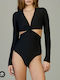 2025-69 One-Piece Swimsuit with Cutouts Black