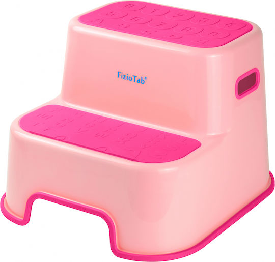 Fiziotab Two-step Toilet Booster Seat Non-slip Surface Featuring Numbers Letters Multifunctional Pink