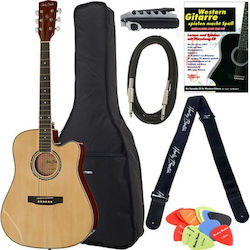 Harley Benton Ηλεκτροακουστική Κιθάρα D-120CE Cutaway Natural NT Bundle