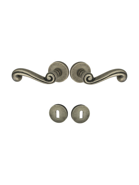 Viobrass Door Handles Pair 2 Pieces Rosette No 217 Antique Nickel