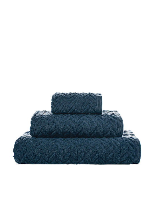 Set De Prosoape Chevron Denim Închis 21223 3 Buc