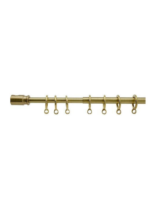 Extendable Brass Curtain Pole Gold Rings 700-1080 80-110cm Metalor