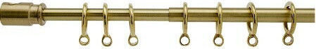 Extendable Brass Curtain Pole Gold Rings 700-1050 50-80cm Metalor