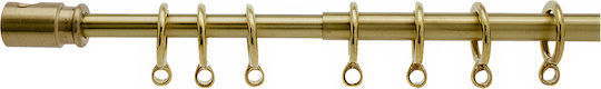 Extendable Brass Curtain Pole Gold Rings 700-1050 50-80cm Metalor