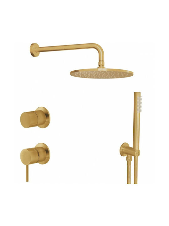 Σετ Ντουζ Εντοιχισμού La Torre Elle 316 Inox Gold Brushed Pvd