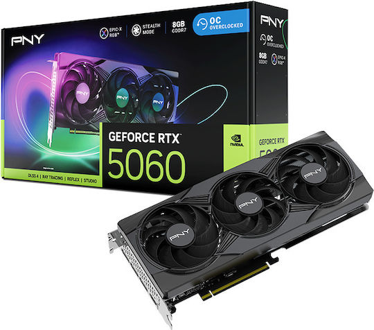 PNY GeForce RTX 5060 8GB GDDR7 ARGB EPIC-X RGB OC Triple Fan Κάρτα Γραφικών