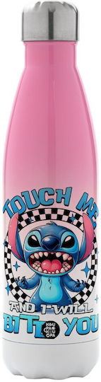 Koupakoupa Stitch Touch Me And I Will Bite You Recyclable Bottle Thermos Stainless Steel BPA Free 500ml Pink/white