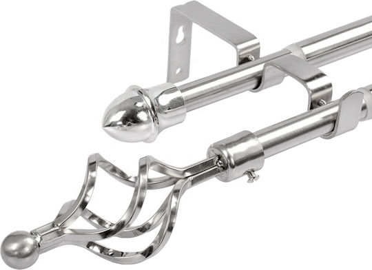 Sfera Silver Double Inox Curtain Pole Opening 160 To 310 Cm 28mm D141-11310 Sfera Silver Double Inox Curtain Pole Opening 160 To 310 Cm 28mm D141-11310