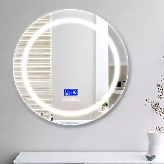 Mysmartmirror 90x90 Осветено Огледало За Баня Панел Touch Bluetooth Свързва Се С Мобилен Телефон FM Радио-час-температура-дата