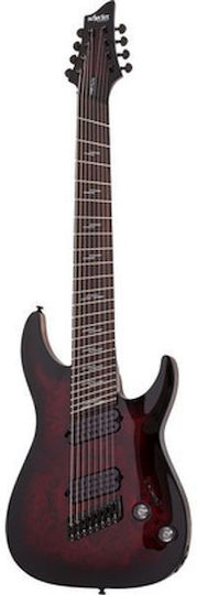 Schecter Omen Elite-8 Ms Schwarze Kirsche Elektrische Gitarre