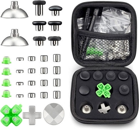 PS4 32 Pieces Set Gamepad Metal Buttons Joystick Head Magnetic Base D-pad Keys Accessories Set