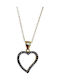 Aris Dentopoulos Jewellery Κολιέ με σχέδιο Καρδιά από Επιχρυσωμένο Ασήμι με Ζιργκόν Μωβ