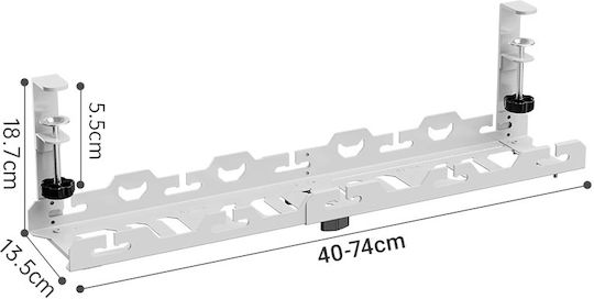 Cable Organizer Under Desk White Metal