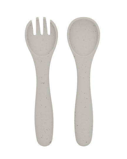 Kikka Boo Baby Set with Fork with Temperature Indicator made of Silicone for 6+ months Beige 2pcs