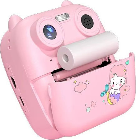 D8 Γοργόνα Kinderkamera 2MP mit Thermodruck Optischer Zoom 8x Rosa