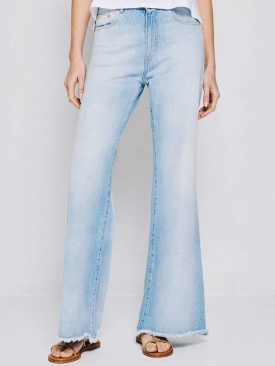 Damen Stoff Hose Hellblau