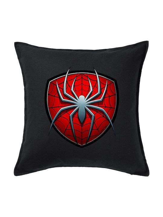 Spider-man Μαξιλάρι Καναπέ Μαύρο 100% Βαμβάκι Περιέχεται Γέμισμα 50x50cm