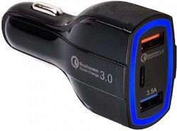 Car Charger with Ports 2xUSB-A 1xType-C Car Charger with Ports 2xUSB-A 1xType-C