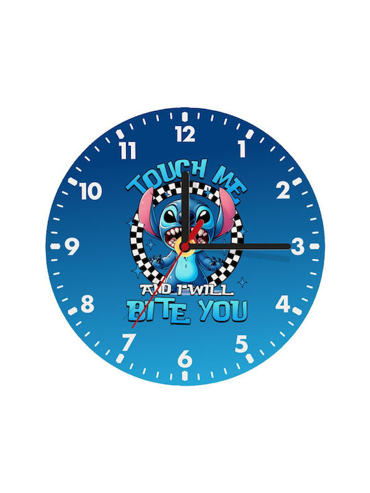 Koupakoupa Stitch Touch Me And I Will Bite You Wall Clock Wooden Ø20cm