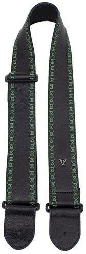 Perri's 2.5'' Ds25-7293 Soft Black Glove With Green Fancy Stitch Guitar Bass Strap