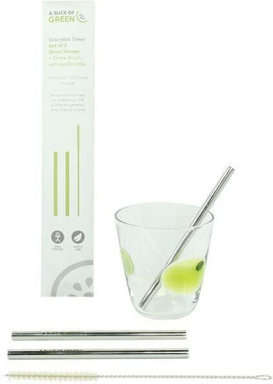 A Slice Green Set 2 Paie De Baut Mini Cu Periuță Din Oțel Inoxidabil