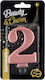 Candle Number 2 Pink Gold Metallic 8.0 Cm
