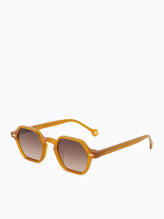 Carolina Lemke Unisex Sunglasses with Orange Frame and Brown  display picture 1