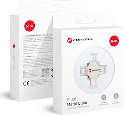 Forcell 16GB USB 3.2 Lightning,USB-A & USB-C Ασημί Forcell 16GB USB 3.2 Lightning,USB-A & USB-C Ασημί