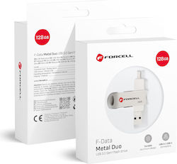Forcell 128GB USB 3.2 USB-A & USB-C Ασημί