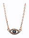 Aris Dentopoulos Jewellery Κολιέ Ματάκι από Ροζ Επιχρυσωμένο Ασήμι με Ζιργκόν Μαύρο