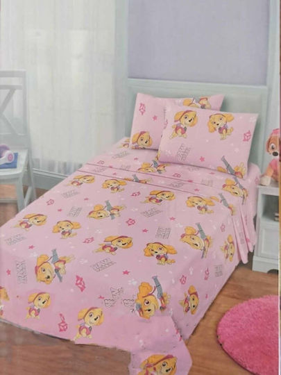 Комплект чаршафи Единично Памучни Розов 160x260см 3бр