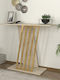 Gravity Console Table Wood & Metal Travertine - Gold L90xW29.6xH76.8cm