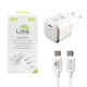Lime Φορτιστής GaN με Θύρα USB-C και Καλώδιο USB-C - USB-C 78W Power Delivery Λευκός (LTC78W)