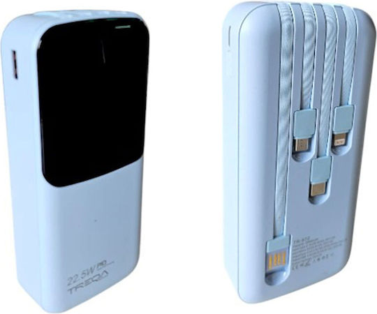 Treqa TR-971 Baterie Externă 10000mAh 22.5W Cu Port USB-C Albastru Deschis