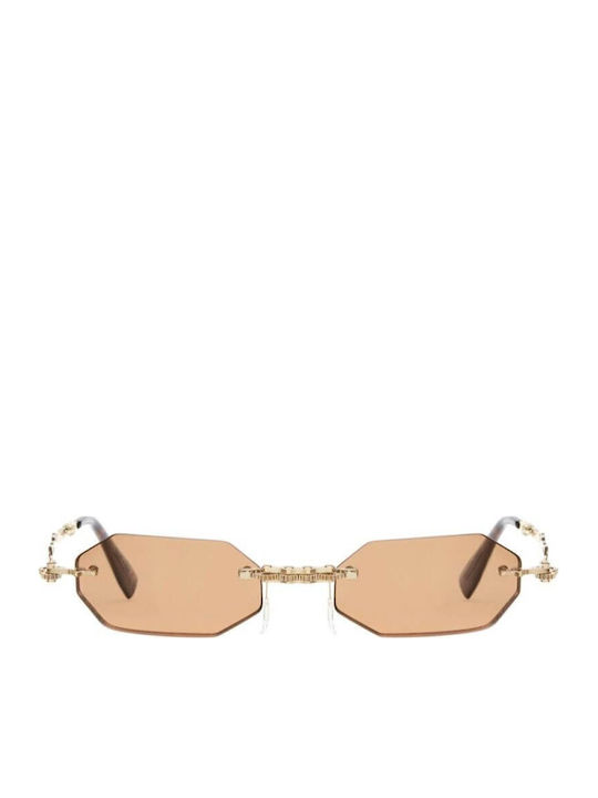 Kuboraum Maske Men's Sunglasses with Gold Metal Frame and Gold Lens