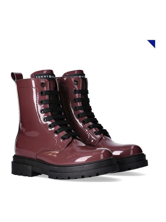 Kinderstiefel aus Lackleder mit Reißverschluss Burgundisch