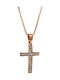 Aris Dentopoulos Jewellery Women's Cross from Rose Gold Plated Silver with Chain
