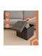 Living Room Folding Stool With Storage Space Upholstered In Gray Artificial Leather 38x38x38cm