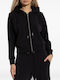 Cropped Women's Sweatshirt Jacket Hooded Black