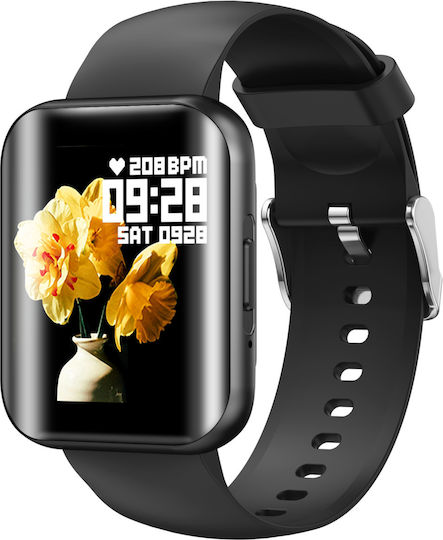 New FiT Aluminium Smartwatch με Παλμογράφο (Μαύρο)