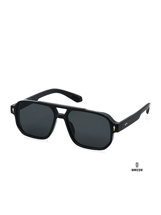 Ghetto Herren Sonnenbrille mit Schwarz Kunststoff Gestell und Schwarz Linse K39756-01