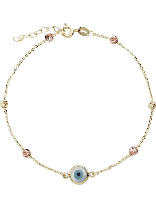 Daskalakis Women's Bracelet Chain with design Eye made of Gold 14K