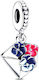 Silber Charm 925 Buchstabe Blumen