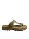 Leather Women's Flat Sandals Anatomic in Khaki Color