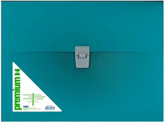 Turquoise Expanding File Folder 13 Compartments A4 A&g